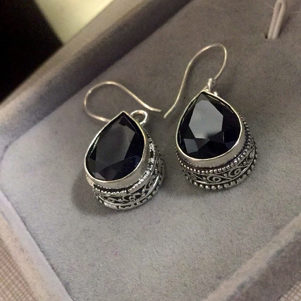 NEW beautiful Faceted Onyx Earrings - Picture 6 of 12